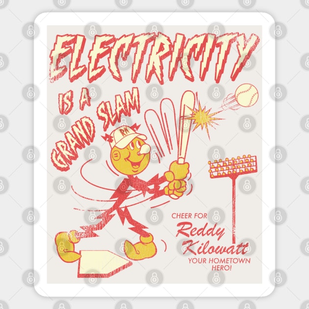 Vintage Distressed Reddy Kilowatt Baseball Hero Sticker by darklordpug